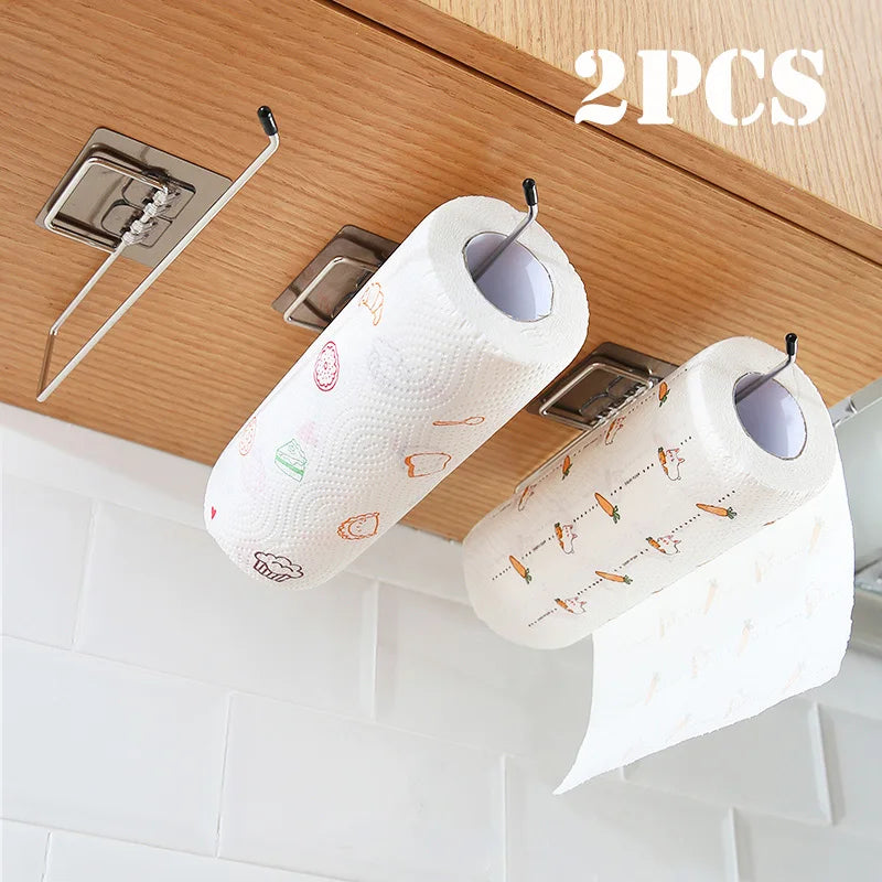 1/2pcs Hanging Toilet Paper Holder Roll Paper Holder Bathroom Towel Rack Stand Kitchen Stand Paper Rack Home Storage Racks-Ninja Market