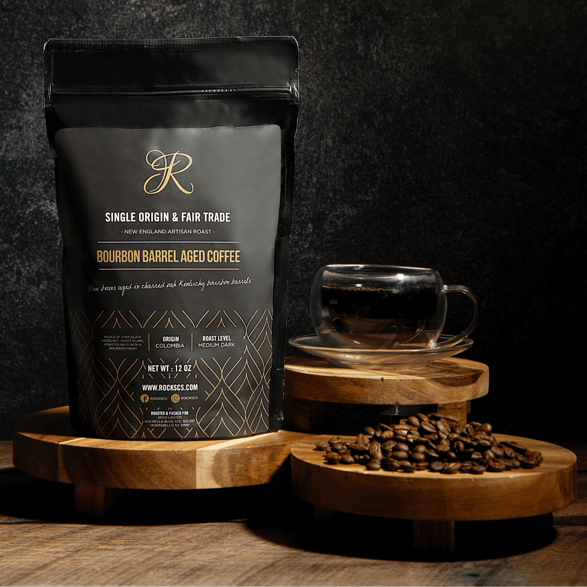 Bourbon Barrel Aged Coffee - 12 Oz Bag | Artisanal Colombian Fair Trade Blend-Ninja Market