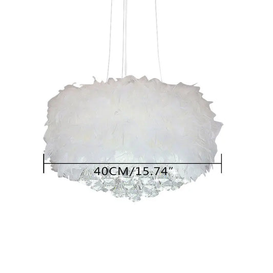 15.74" Modern Crystal Feather Chandelier Acrylic Ceiling Light for Bedroom Dining Living Room-Ninja Market