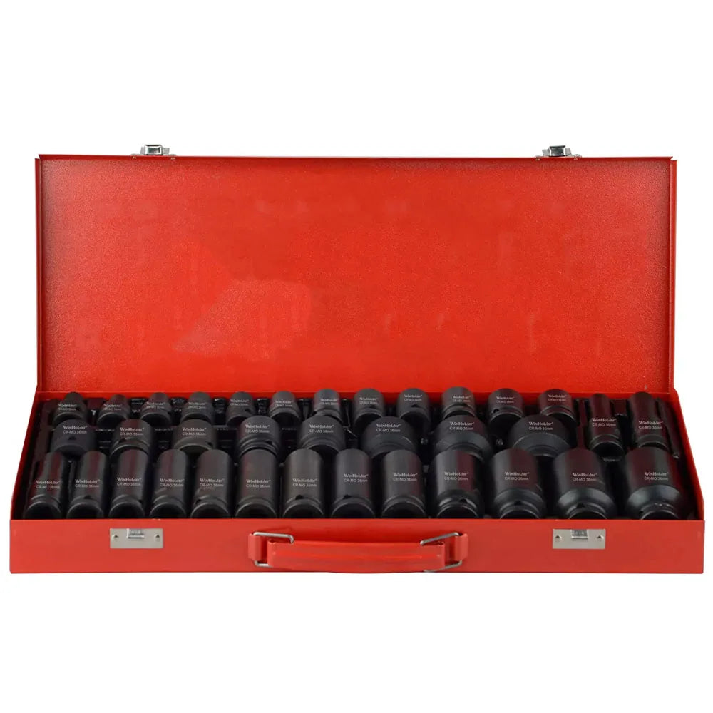 35Pcs Deep Impact Socket Set 1/2" Drive 6 Point Air Sockets Spindle Axle Nut Garage Workshop Car Auto Truck Repair Hand Tools-Ninja Market