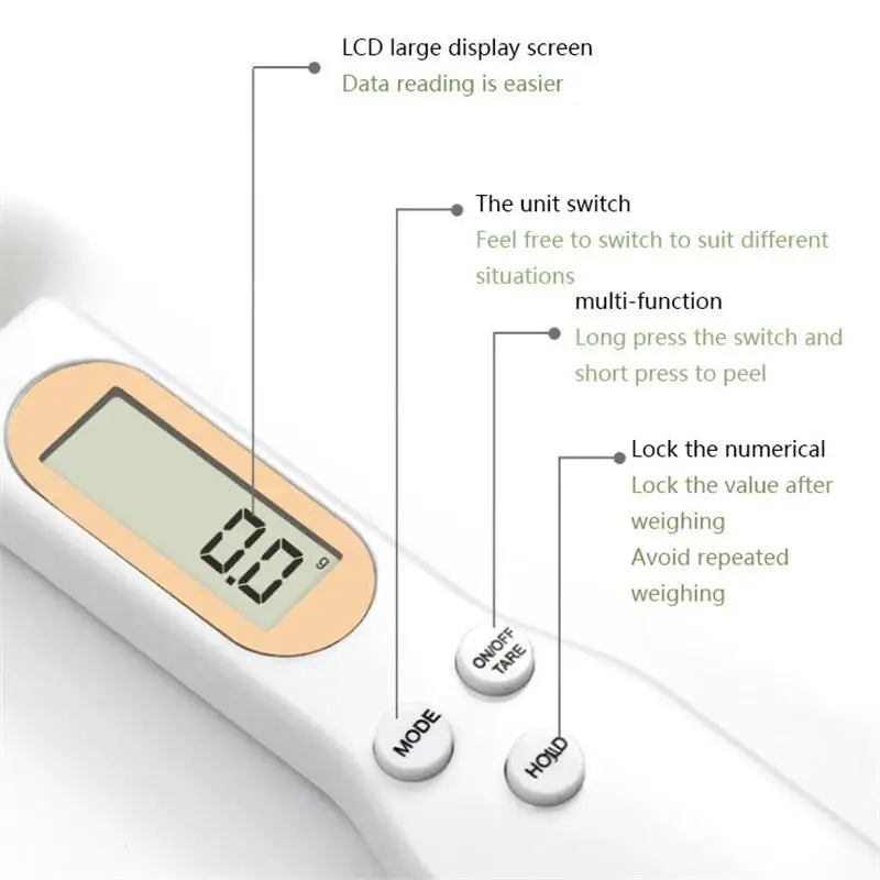 1Pc LCD Digital Measurement Adjustable Weighing Spoon Kitchen Scale Electronic Measuring Spoon Coffee Powder Scale Baking Scale-Ninja Market