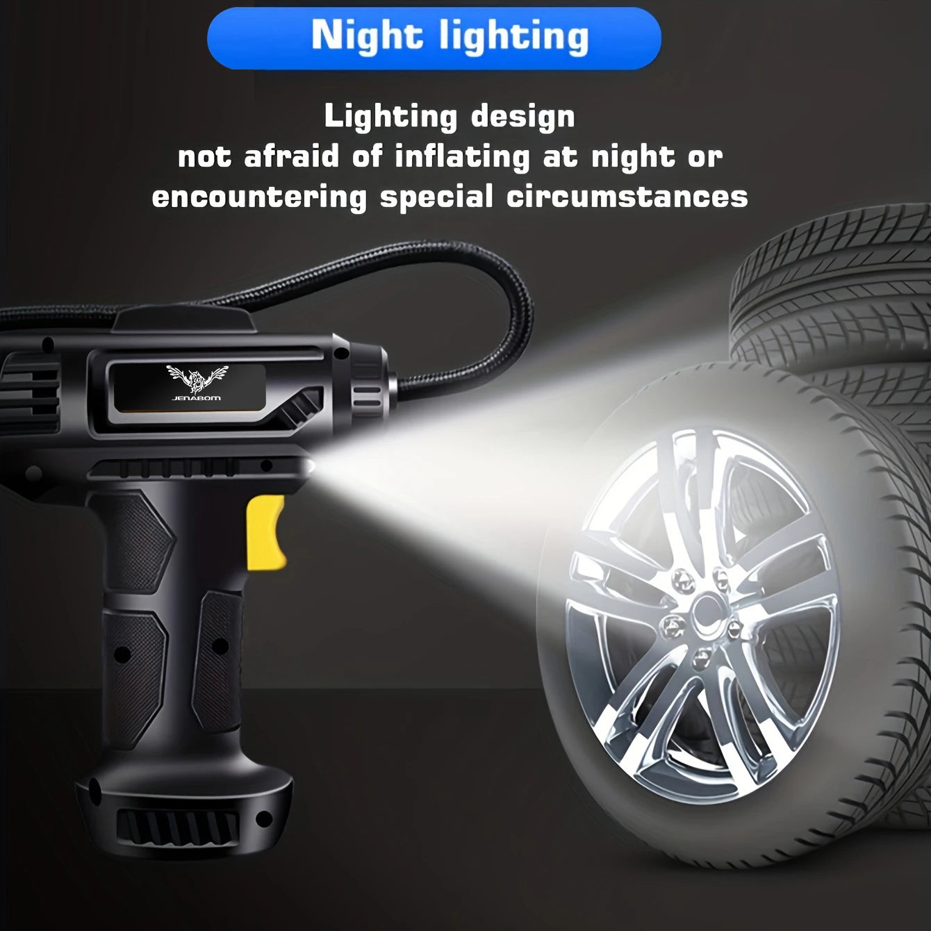 120W Portable Car Air Compressor, Corded/Wireless Handheld Car Air Pump Electric, Car Tire Inflator with LED Light-Ninja Market