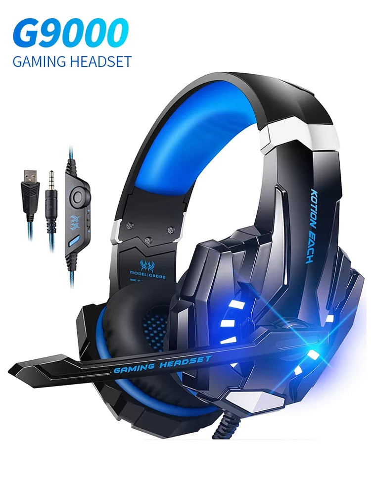 KOTION EACH G9000 Gaming Headset Deep Bass Stereo Game Esports Headphone with Microphone LED Light 3.5mm+USB for Laptop PC Gamer-Ninja Market