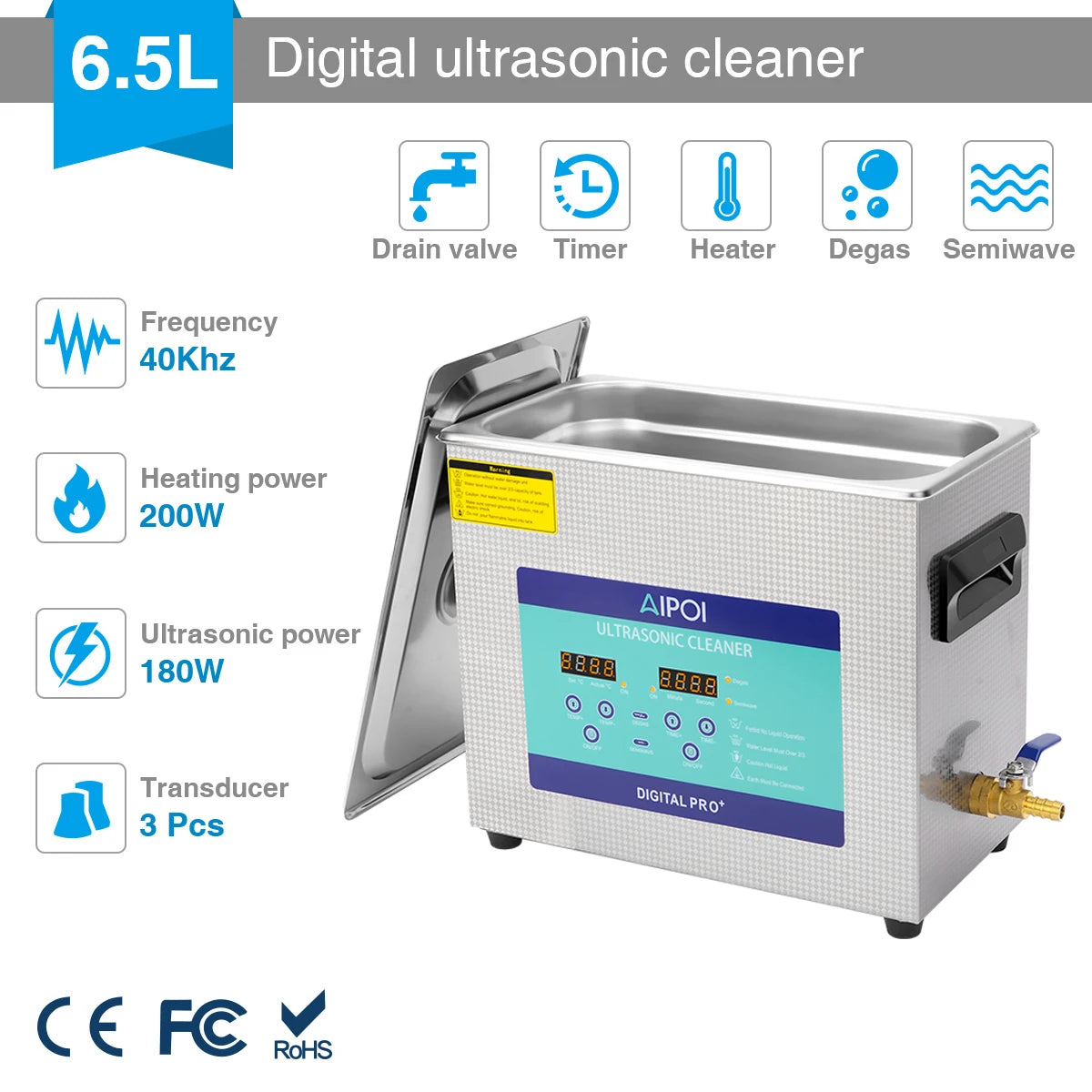 [Ships from UK ] AIPOI Ultrasonic Cleaner 800ml 2L 3.2L 6.5L 10L 15L 22L 30L Home Appliance