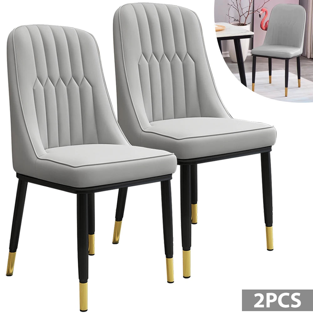 [UK Stock]2pc dining chair PU Padded Seat chair for Dining Room Bedroom Kitchen Chairs Metal Legs For Balcony Home Dining Chairs