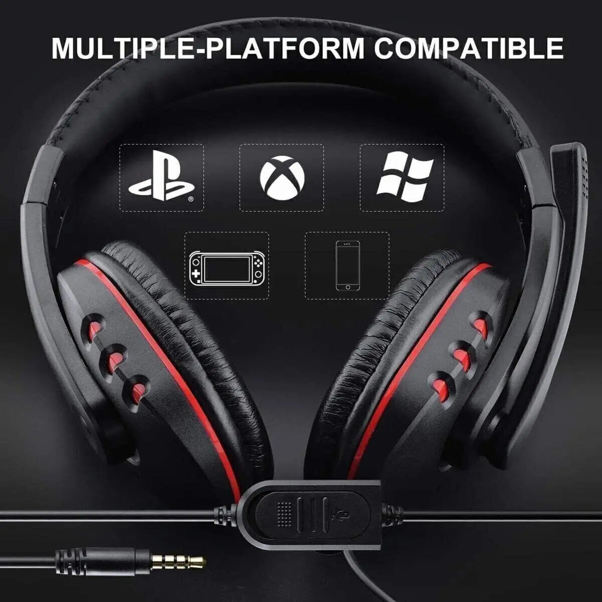 USB Gaming Headset With Microphone For PC Laptop PS4 Xbox One PS5 Headphones LED-Ninja Market