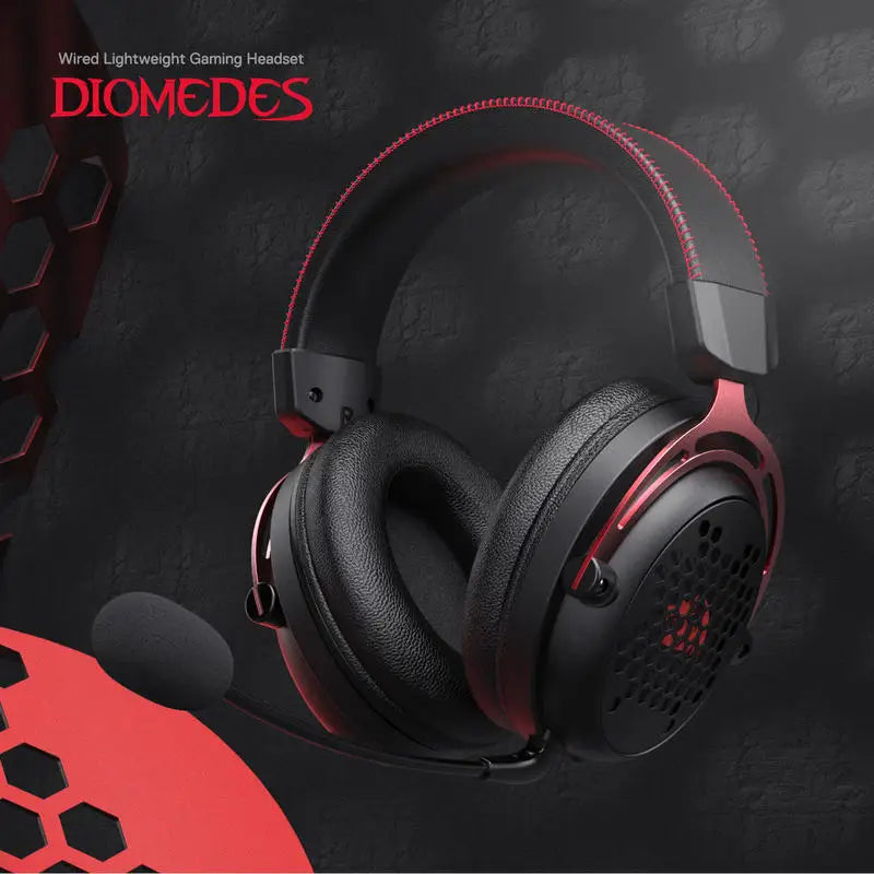 Redragon H386 USB Diomedes Wired Gaming Headset 7.1 Surround Sound  53MM Drivers Detachable Microphone Headphone-Ninja Market