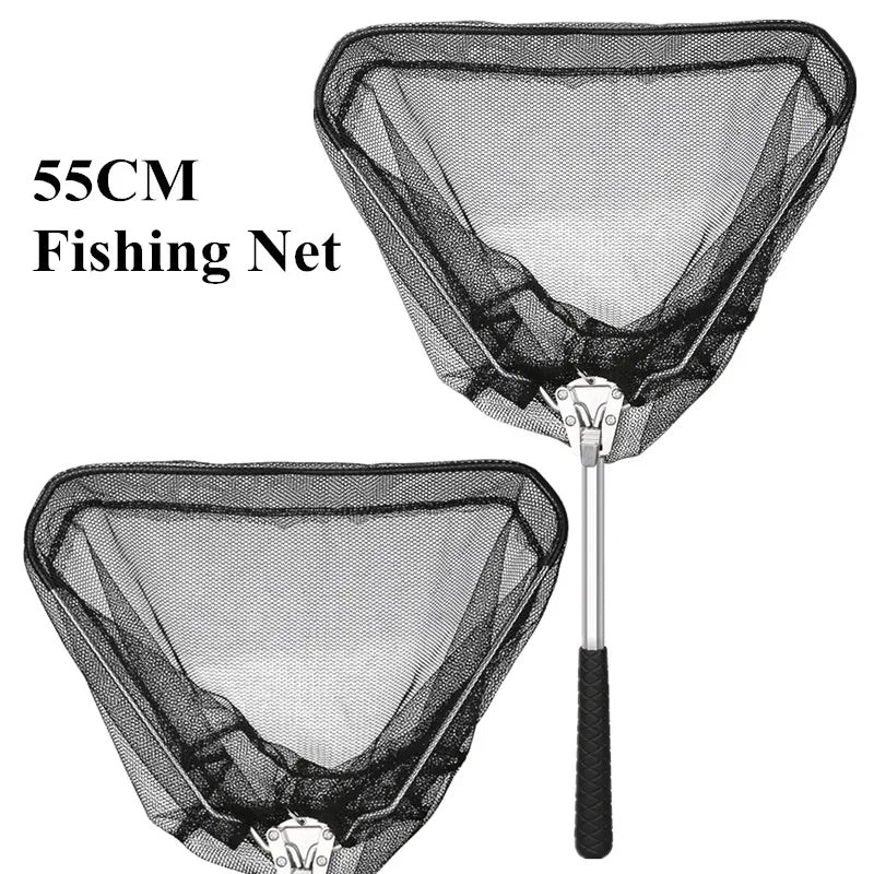 190cm 130cm 55cm Telescopic Landing Net Folding Fishing Pole Extending Fly Carp Course Sea Mesh Fishing Net For Fly Fishing-Ninja Market