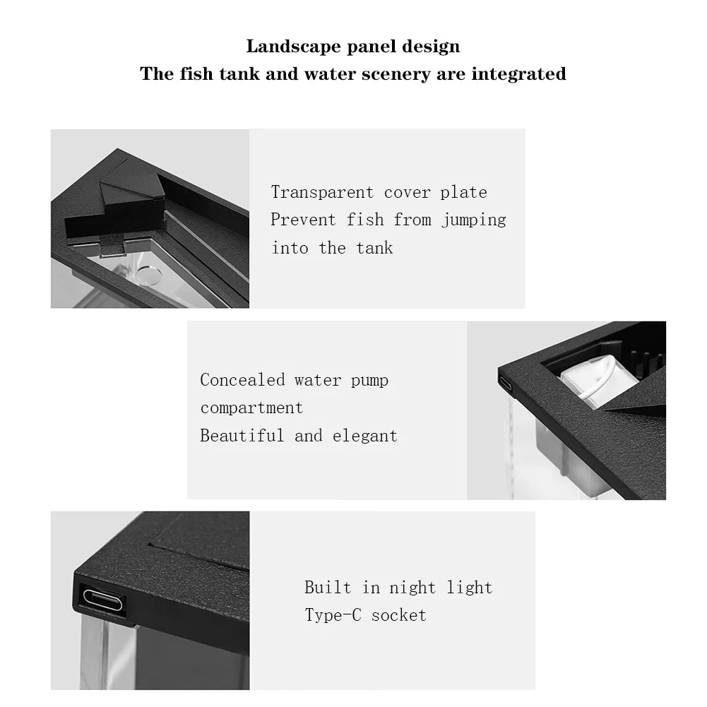 Small Fish Tank, Aquarium Tank With Build-in Light, Water Pump, Clear Cover, Ecological Cycle System, High Transparency Acrylic-Ninja Market