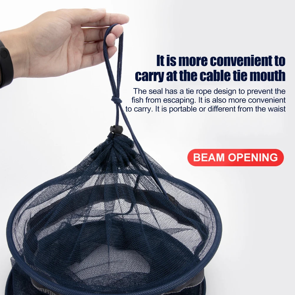 Anti-jump Net Beach Combing Crab Lobster Pocket Fish Shrimp Basket Portable Fishing Bucket Quick Dry Small Mesh Storage Bag-Ninja Market