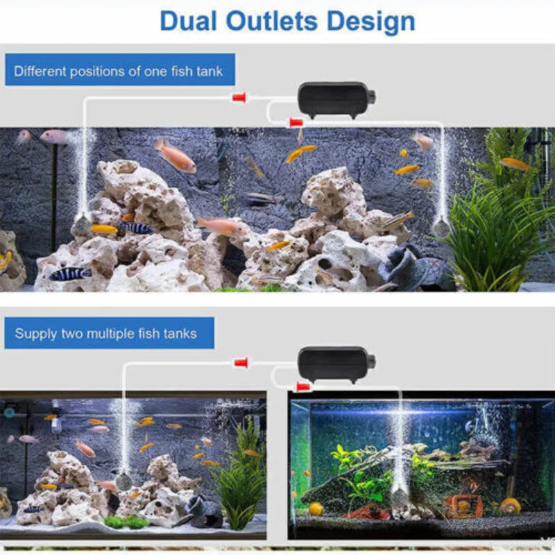 Aquarium Fish Tank Air Silent Twin Outlet Vae Trcal Marine Oxygen Pump-Ninja Market