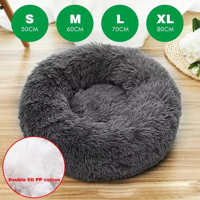 [UK Stock] S-XL Pet Cushion Pet Bed Plush Pet Nest Winter Cat Dog Nest Warm Detachable Washable Round Cat Bed Dog House