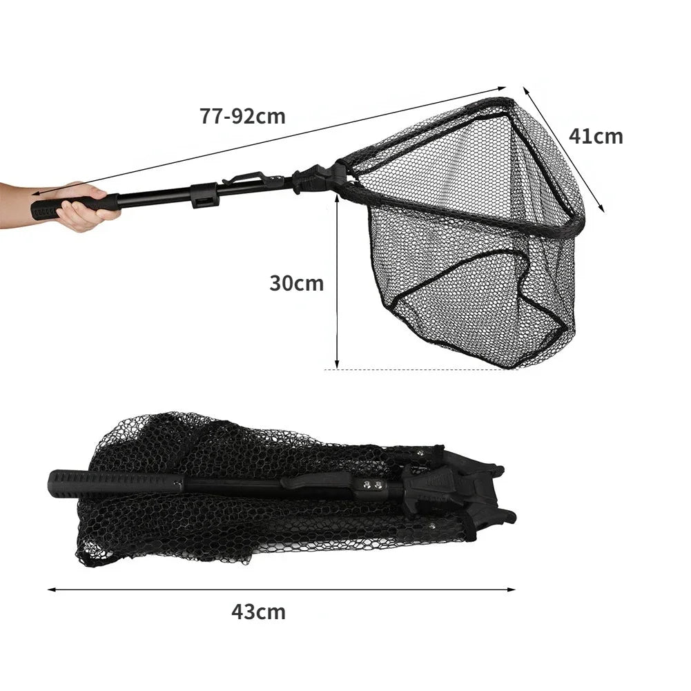 190cm 130cm 55cm Telescopic Landing Net Folding Fishing Pole Extending Fly Carp Course Sea Mesh Fishing Net For Fly Fishing-Ninja Market