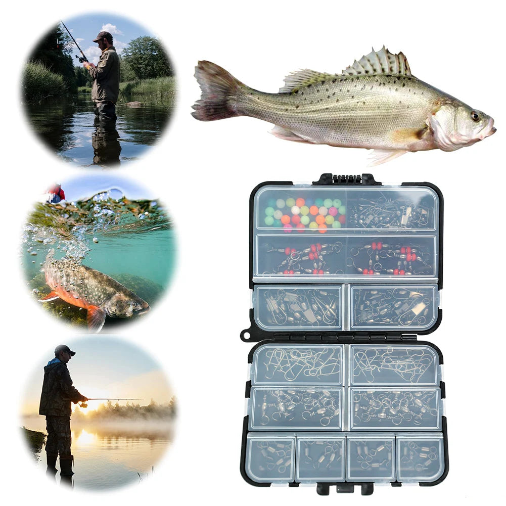 140pcs/box Outdoor Fishing Accessories Set Ball Bearing Fishing Swivels Fishing Snap Swivels Bass Trout Carp Fishing Accessories-Ninja Market