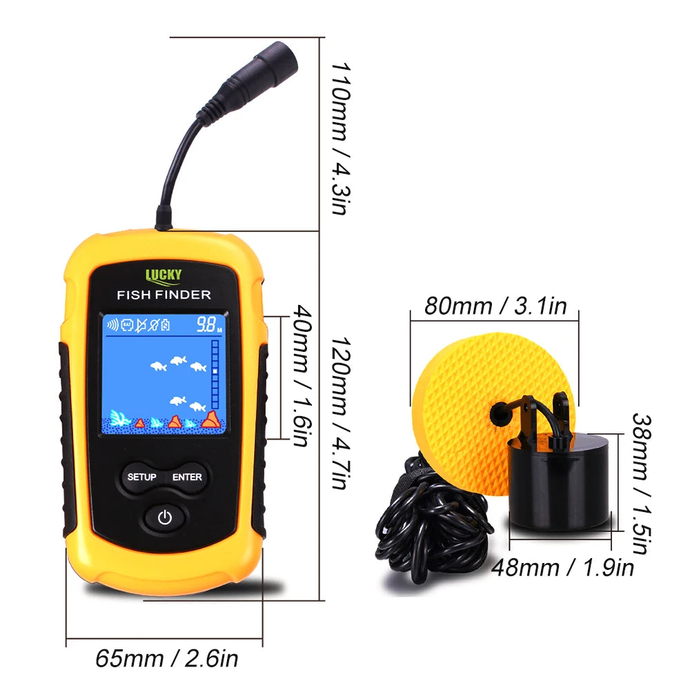 Portable Fish Finder Fish Detection Sonar Device for Amateur and Professional Fishermen 100M Lake Sea Fishing Tools 45 Degrees