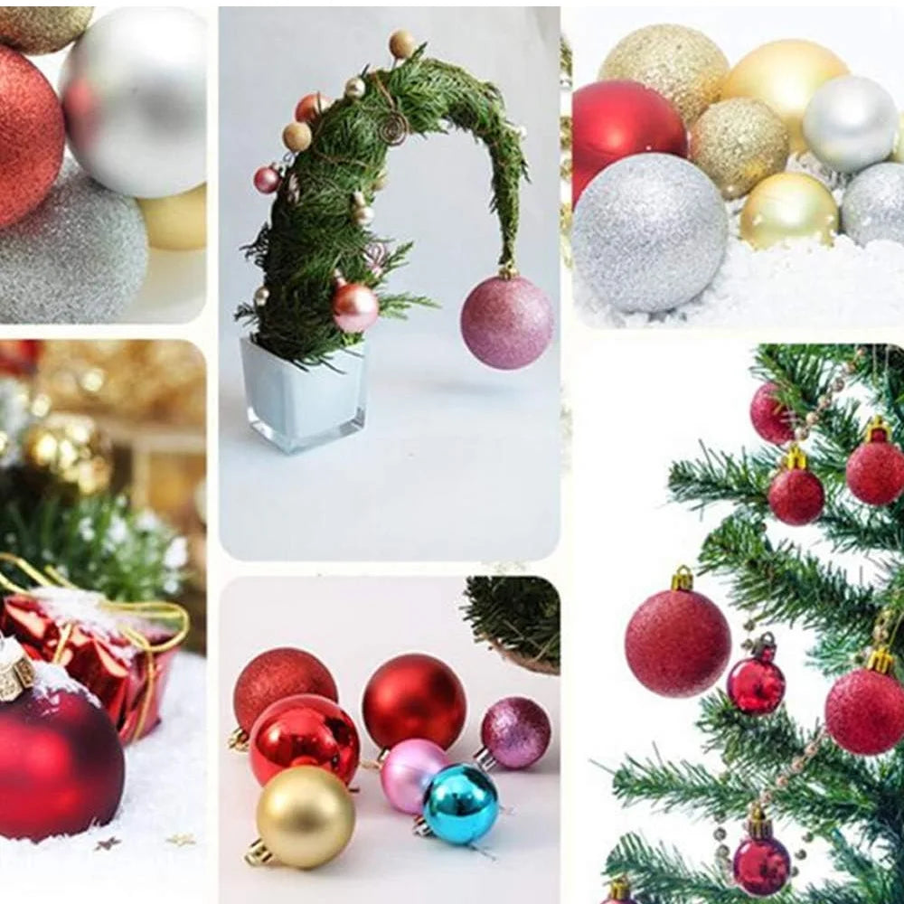 [UK STOCK]100pc Christmas Tree Balls Christmas ball Plastic Hollow matte Christmas Ball Ornaments Sets christmas tree decoration