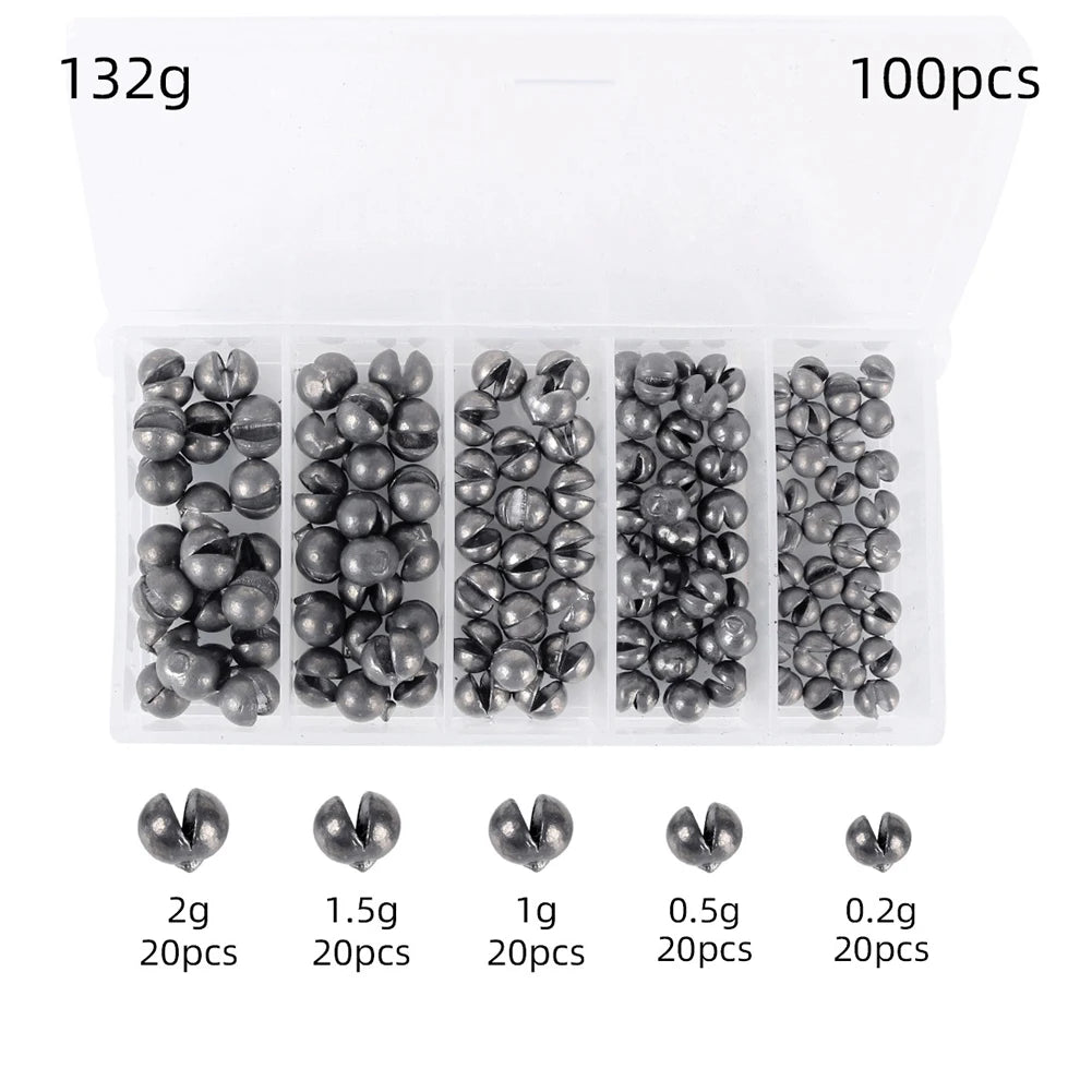 100PCS Fishing Weights Sinkers Fishing Float Weight Tackle Tool Round Split Shot Fishing Weights Lead Sinker Fishing Accessories-Ninja Market