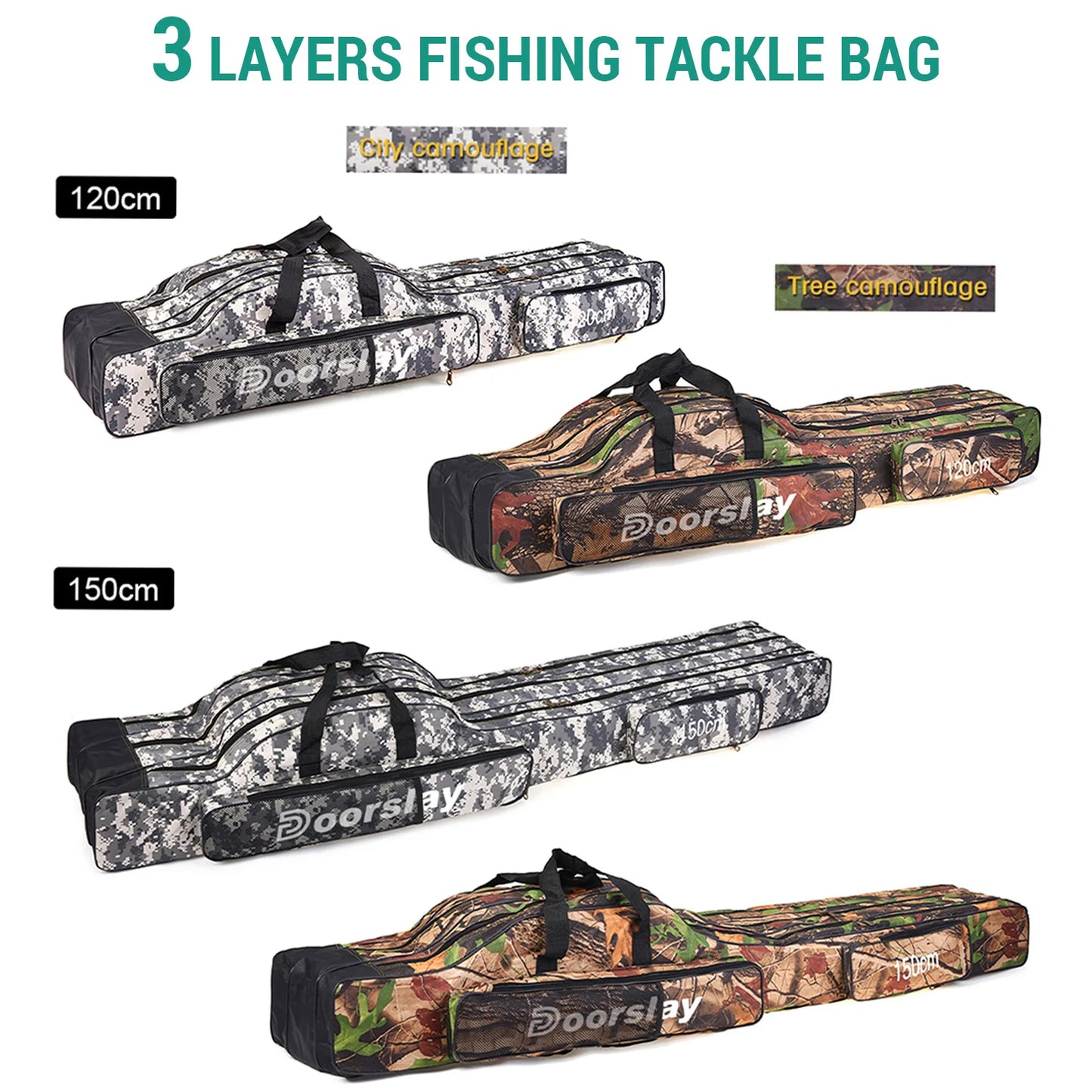 3 Layers Fishing Bag Portable Folding Fishing Rod Reel Bag Fishing Tackle Carry Bag Case Travel Storage Bag-Ninja Market