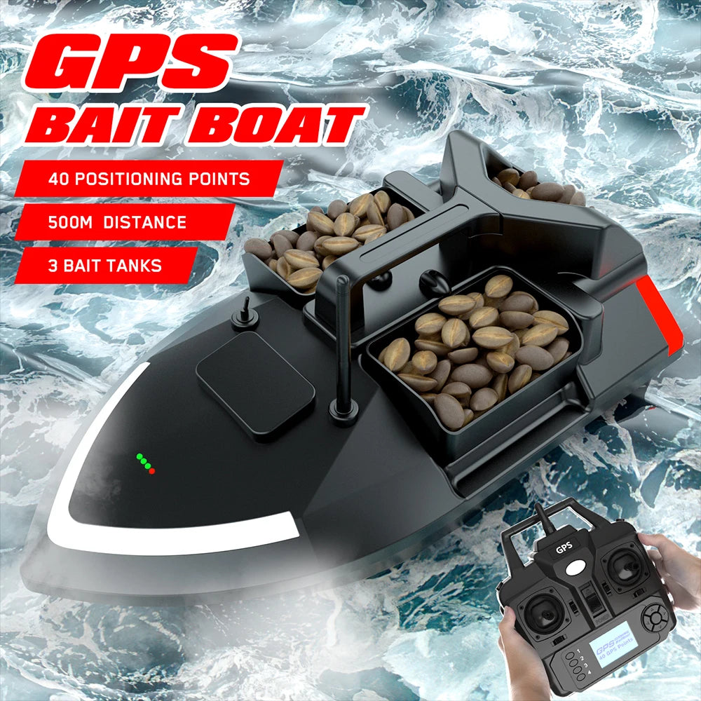 V020 GPS Fishing Bait Boat 500m Remote Control Bait Boat Dual Motor Fish Finder KG Loading Support Automatic Cruise/Return