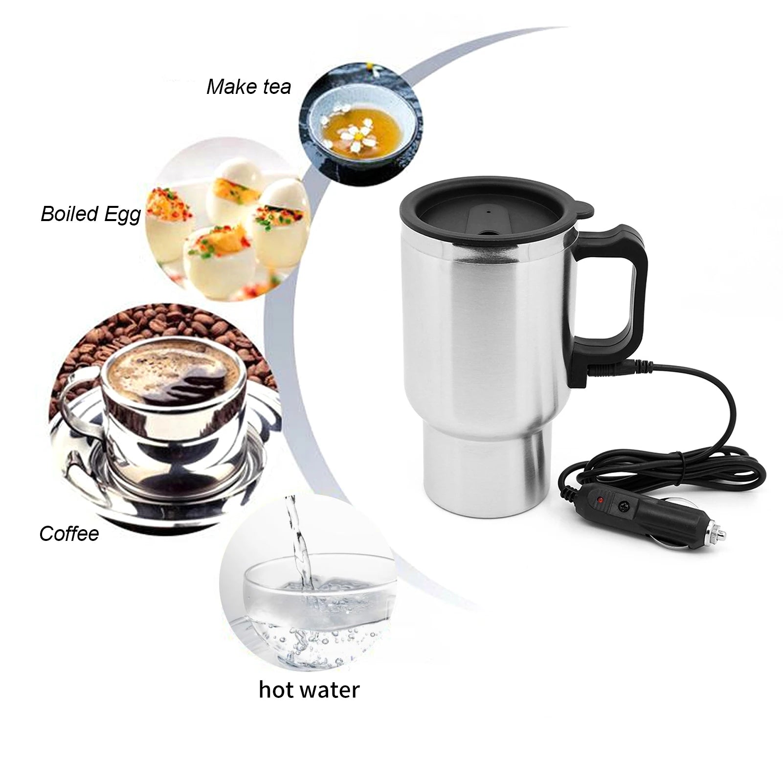 Car Electric Kettle In-car Kettle Travel Thermoses Heating Water Bottle Heating Cup for Water Tea Coffee Milk Car Kettle Thermos-Ninja Market