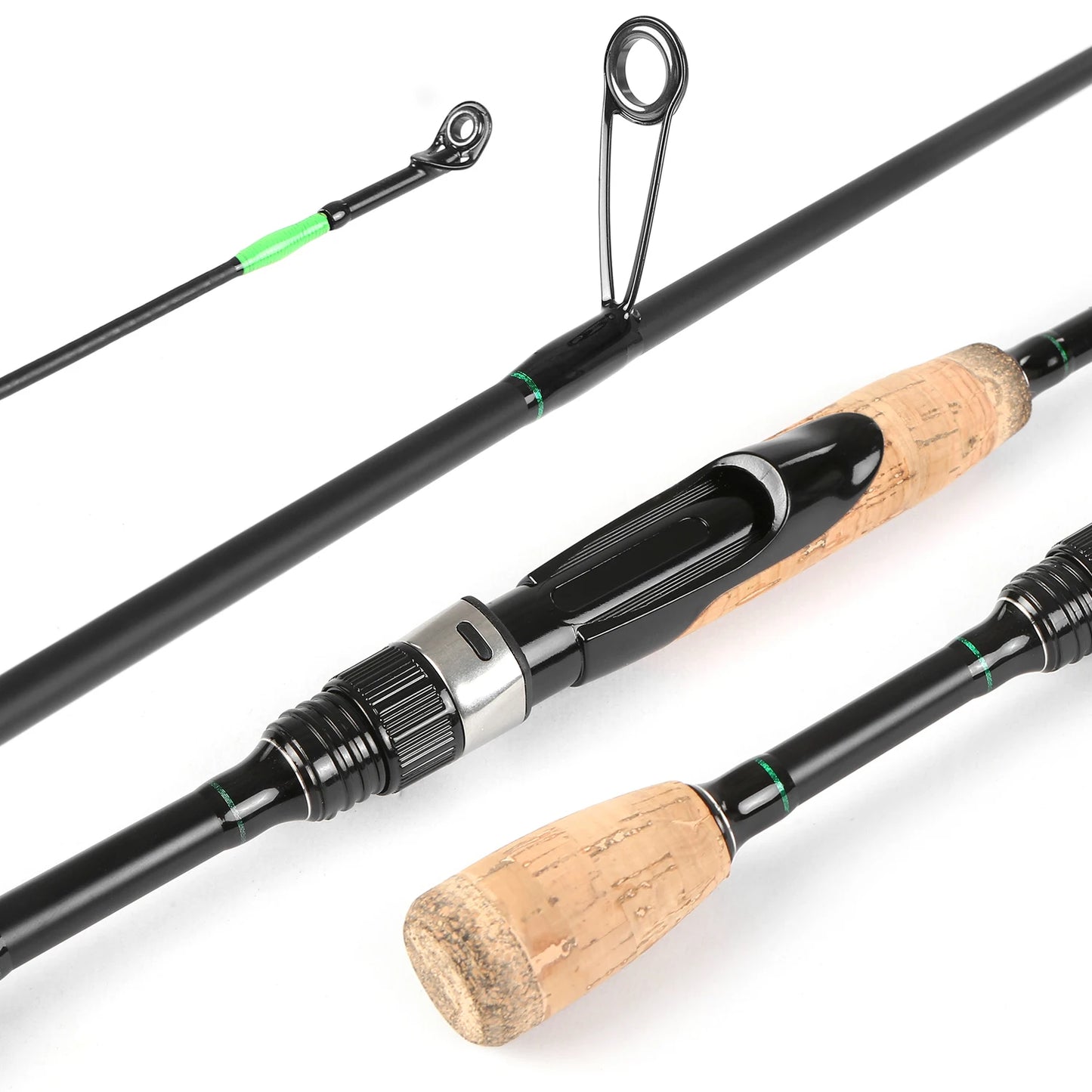 Portable Travel Spinning Fishing Rod Lightweight Carbon Fiber 4 Pieces Fishing Pole