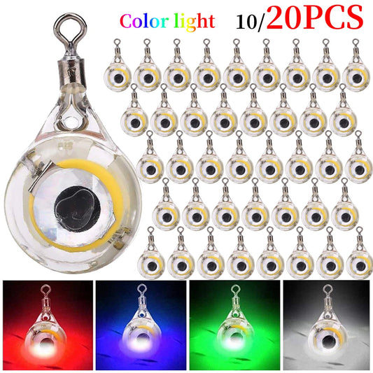 10-20PCS LED Attracting Fish Light Eye Shape Fishing Lure Light Underwater Eye Shape Fishing Squid Fishing Bait Luminous Lures-Ninja Market