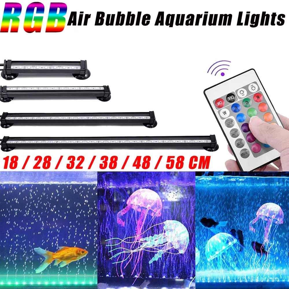 18~58CM 5050 RGB Waterproof Air Bubble Lamp LED Aquarium Fish Tank Light Submersible Light Making Oxygen for Fish Remote Control-Ninja Market