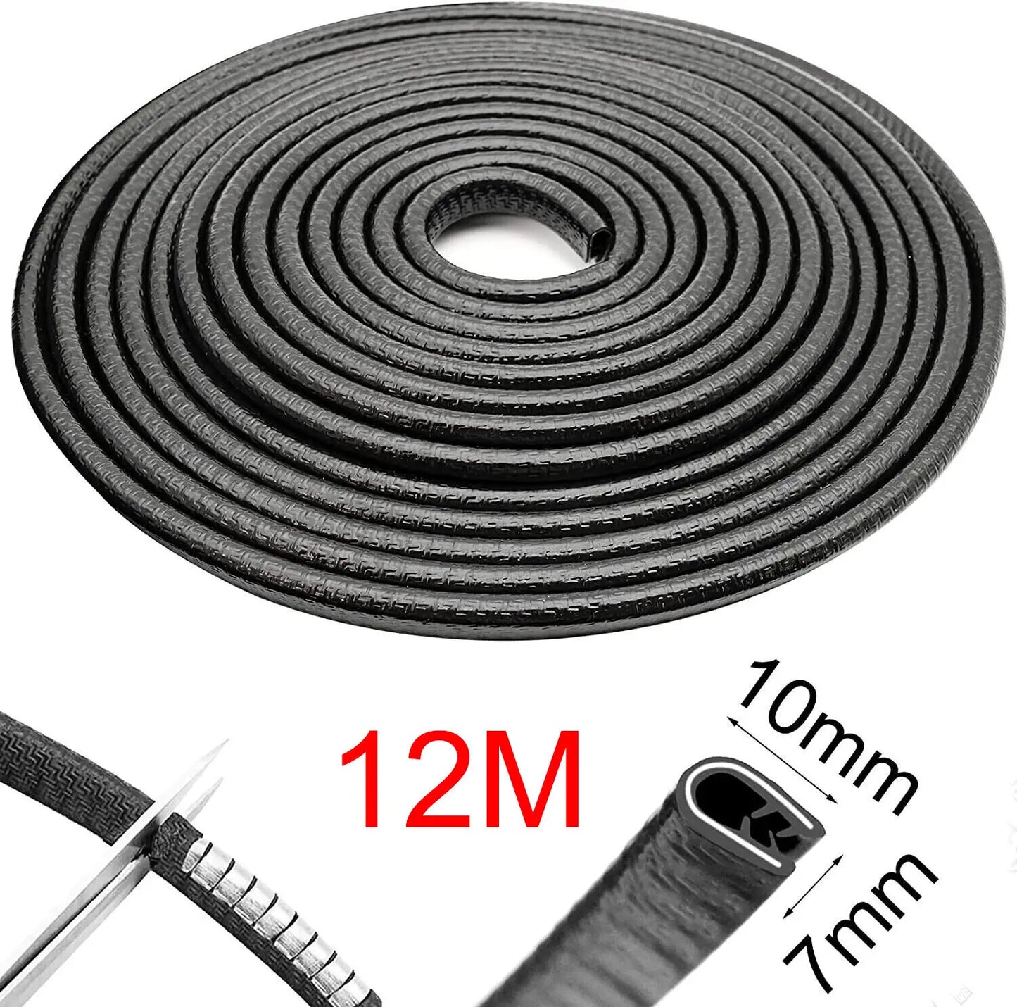 12M Car Door Boot Edge Protector Strip Trim U Shape Guard Seal Rubber Black UK