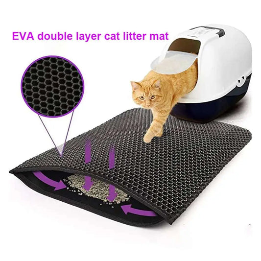 Cat Litter Mat Double Layer Waterproof Urine Proof Trapping Mat Easy to Clean Non-Slip Toilet Pad Cat Scratch Pad Large Foot Pad-Ninja Market