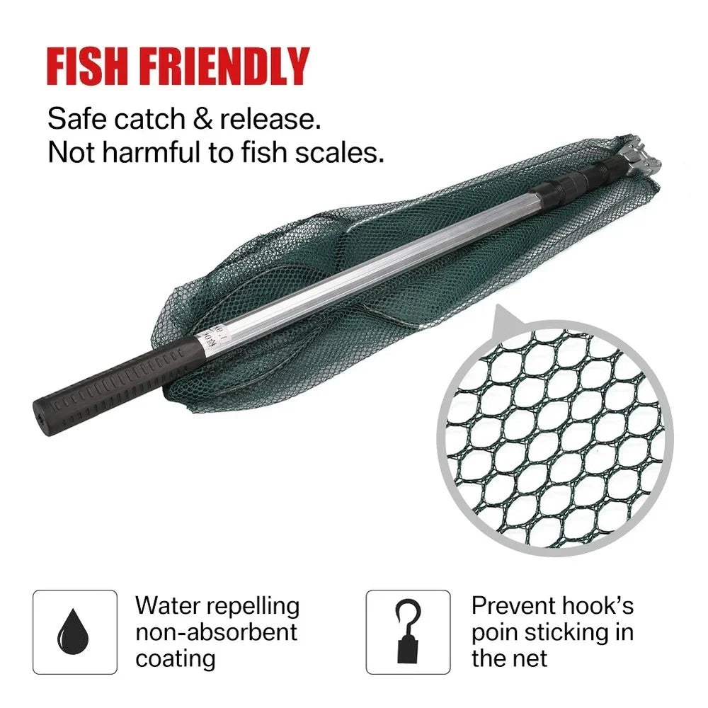 190cm 130cm 55cm Telescopic Landing Net Folding Fishing Pole Extending Fly Carp Course Sea Mesh Fishing Net For Fly Fishing-Ninja Market