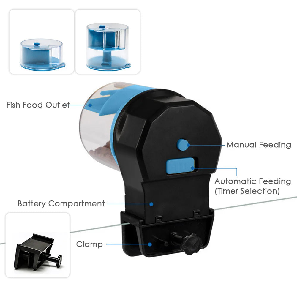 Aquarium Automatic Fish Feeder Fish Tank Timer Feeder Electric Adjustable Fish Food Dispenser Manual/ Automatic Feeding-Ninja Market