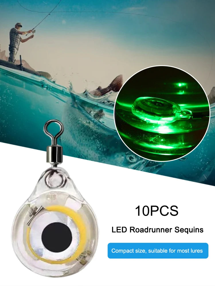 10Pcs Fishing Lure Light Mini Eye Shape Underwater Night Light Lure Battery Powered Luminous Fish Lure for Seawater Freshwater-Ninja Market