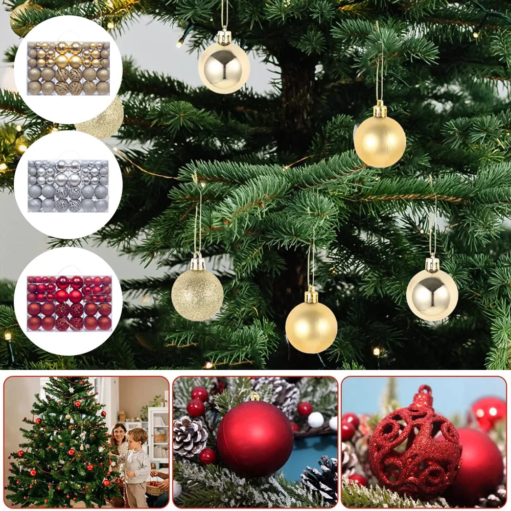 [UK STOCK]100pc Christmas Tree Balls Christmas ball Plastic Hollow matte Christmas Ball Ornaments Sets christmas tree decoration