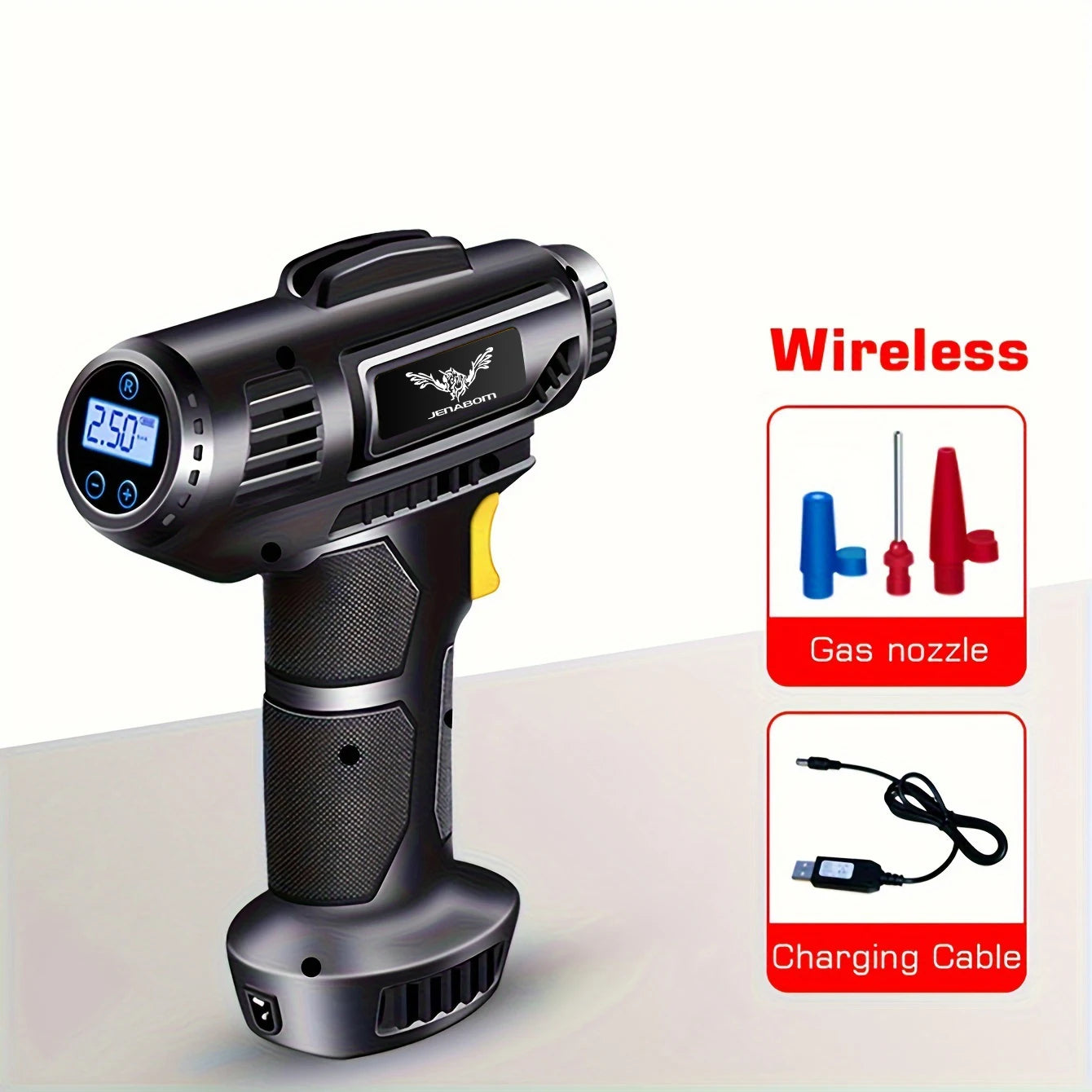 120W Portable Car Air Compressor, Corded/Wireless Handheld Car Air Pump Electric, Car Tire Inflator with LED Light-Ninja Market