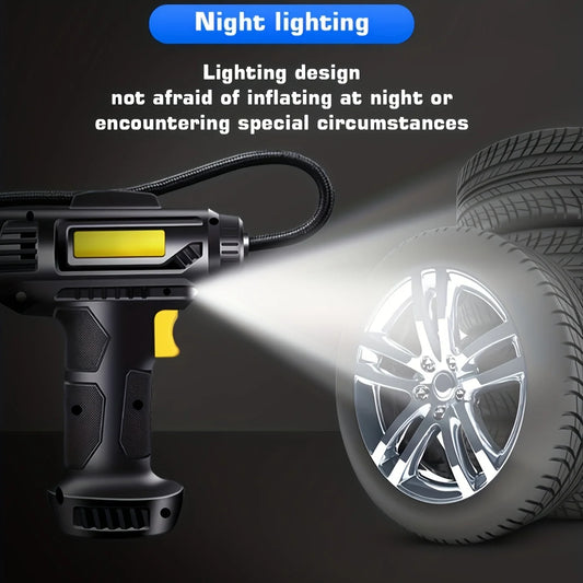 120 Watt Lapse Car Air Compressor, With Light Diode Lamps Wireless Handheld Car Inflatable Pump Electric Car Tire Airflame-Ninja Market