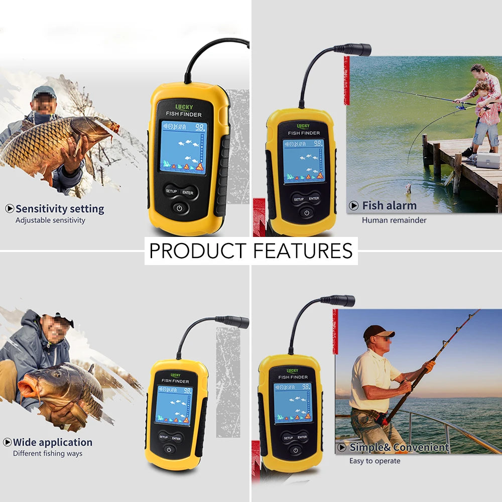 Portable Fish Finder Fish Detection Sonar Device for Amateur and Professional Fishermen 100M Lake Sea Fishing Tools 45 Degrees