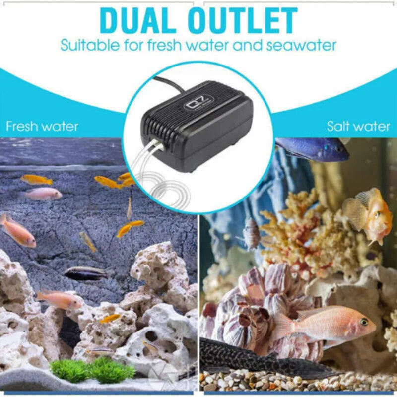 Aquarium Fish Tank Air Silent Twin Outlet Vae Trcal Marine Oxygen Pump-Ninja Market