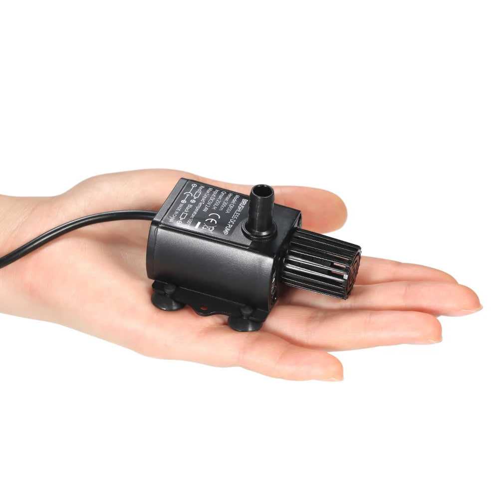 USB DC5V 2.4W Ultra-quiet Mini Brushless Water Pump Waterproof Submersible Fountain Aquarium Circulating 250L/H Lift 200cm-Ninja Market