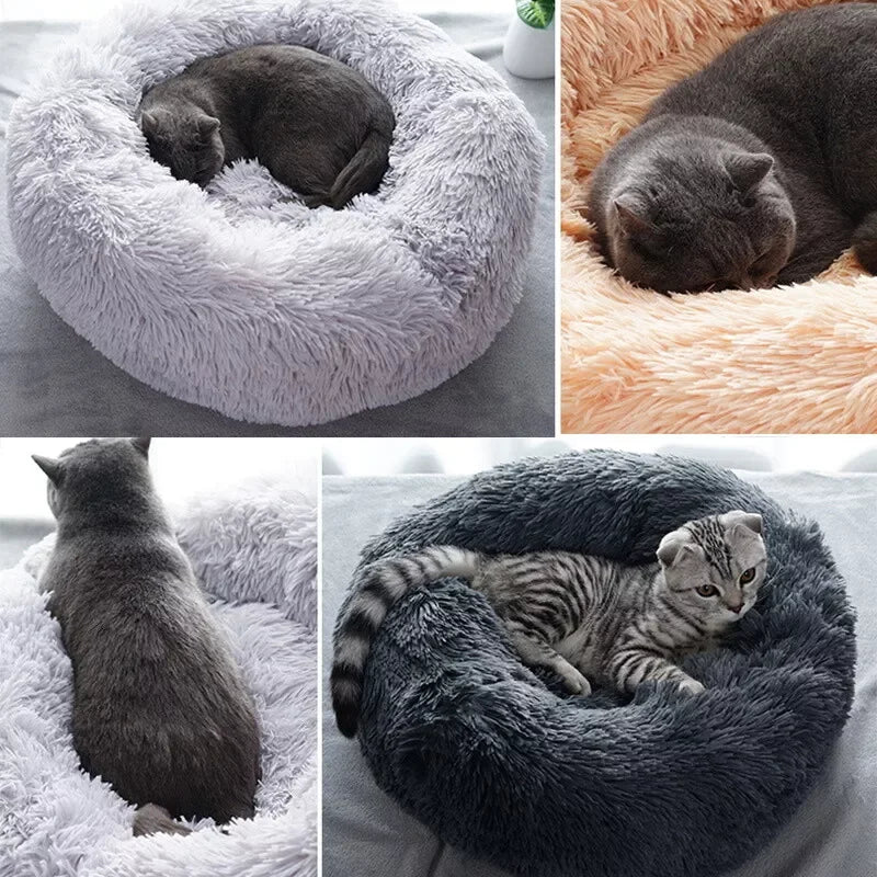 [UK Stock] S-XL Pet Cushion Pet Bed Plush Pet Nest Winter Cat Dog Nest Warm Detachable Washable Round Cat Bed Dog House