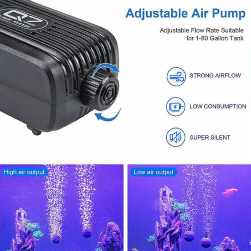 Aquarium Fish Tank Air Silent Twin Outlet Vae Trcal Marine Oxygen Pump-Ninja Market