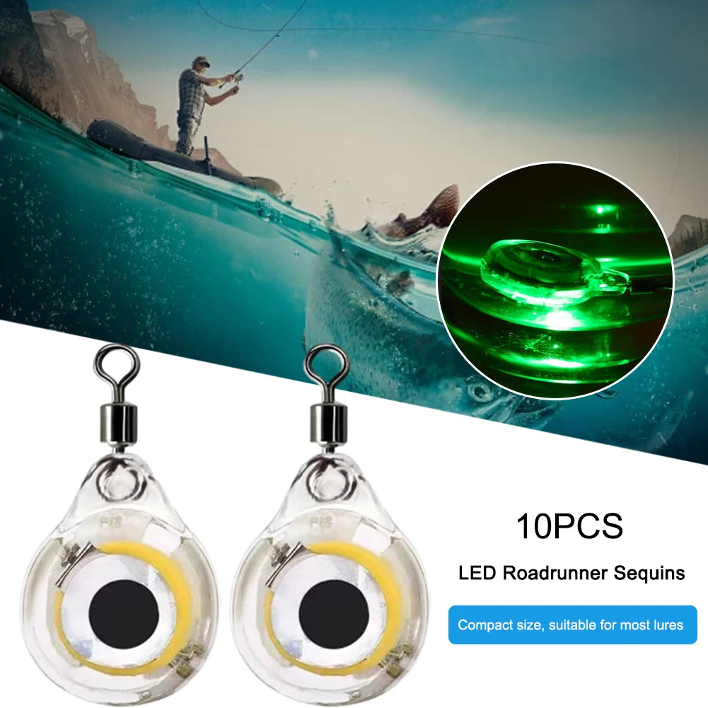 10Pcs Fishing Lure Light Mini Eye Shape Underwater Night Light Lure Battery Powered Luminous Fish Lure for Seawater Freshwater-Ninja Market