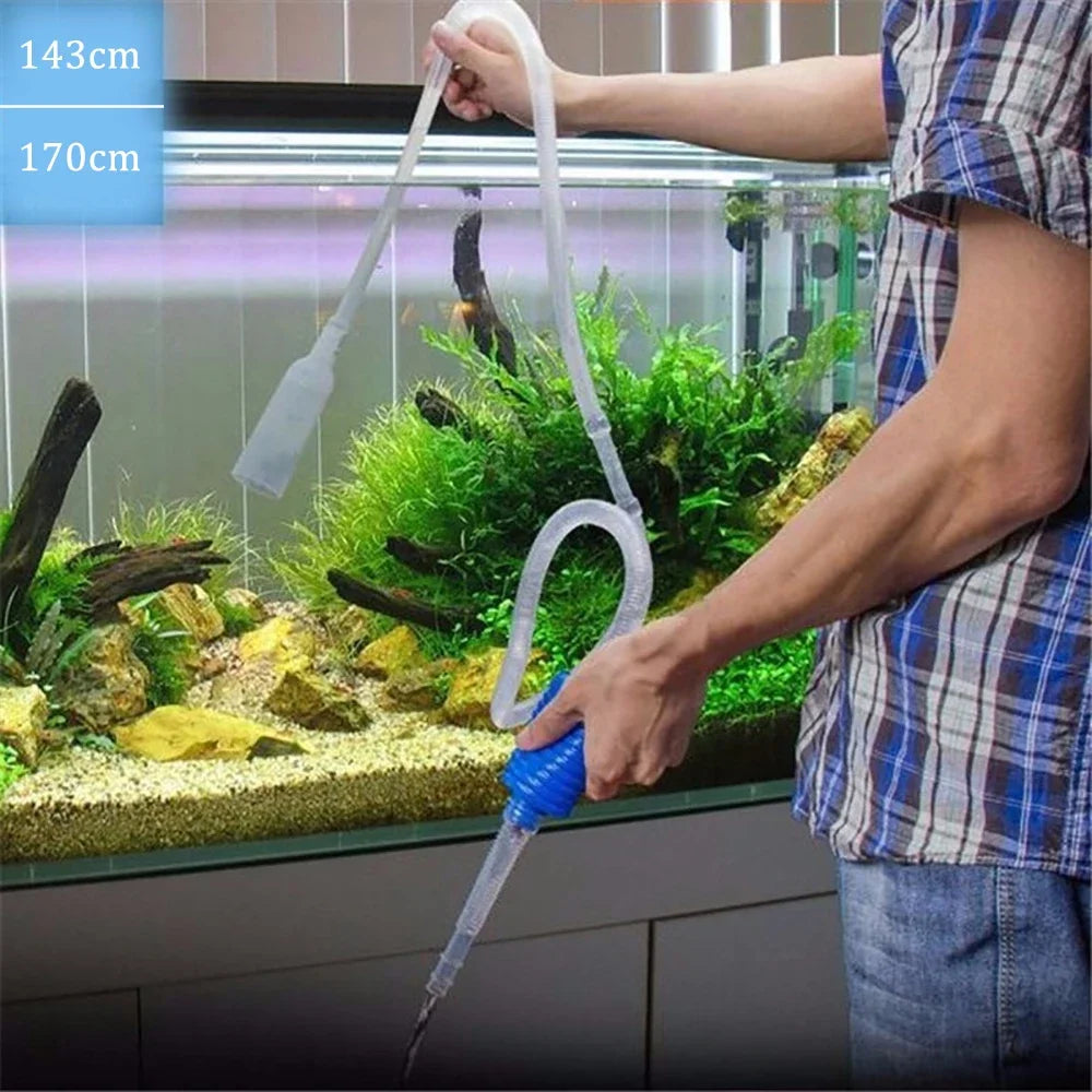 Aquarium Siphon Fish Tank Syphon Vacuum Cleaner Pump Water Change Gravel Filter Accessories-Ninja Market