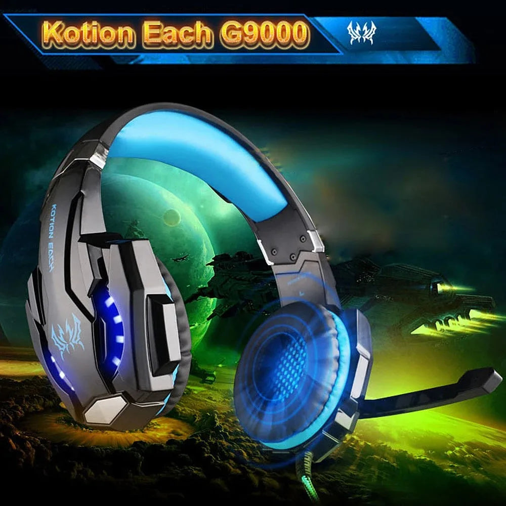 KOTION EACH G9000 Gaming Headset Deep Bass Stereo Game Esports Headphone with Microphone LED Light 3.5mm+USB for Laptop PC Gamer-Ninja Market