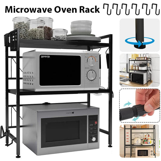 [UK STOCK] 2-layers Microwave Storage Rack Stand Rack Modern Kitchen Microwave Oven Shelf Kitchen Microwave Storage Rack