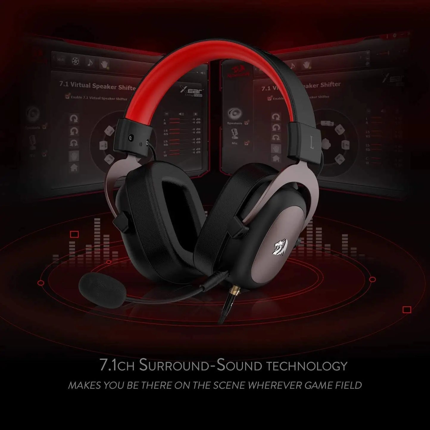 Redragon H510 Zeus Wired Gaming Headset - 7.1 Surround Sound - Memory Foam Ear Pads - 53MM Drivers  Detachable Microphone-Ninja Market