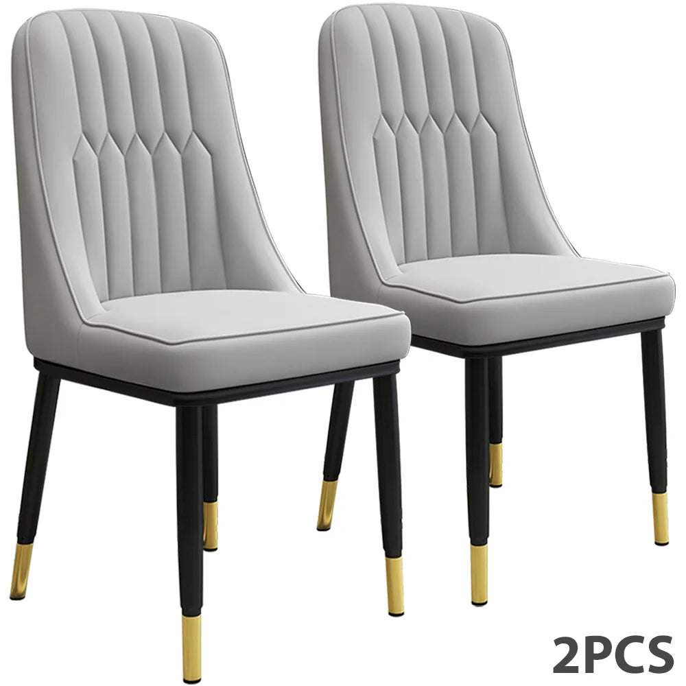 [UK Stock]2pc dining chair PU Padded Seat chair for Dining Room Bedroom Kitchen Chairs Metal Legs For Balcony Home Dining Chairs