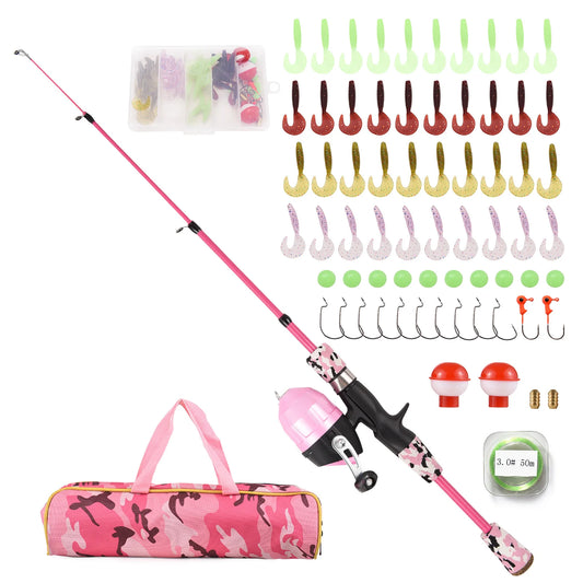 Kids Fishing Pole Telescopic Fishing Rod and Reel Combo Kit with Fishing Lures Fishing Lines Fishing Hooks for Fishing Accessory