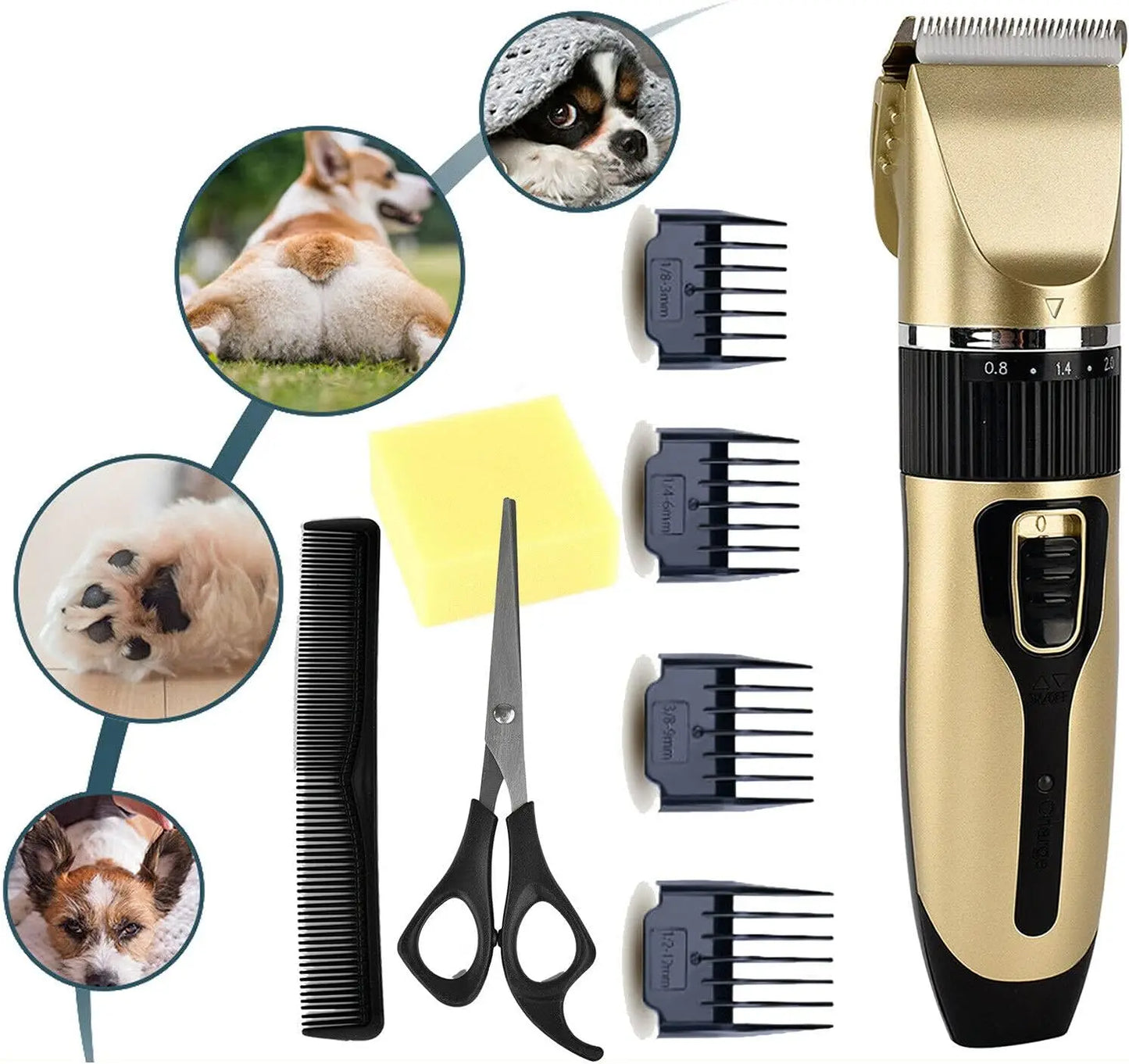 Dog Clippers Cordless Dog Grooming Clippers Rechargeable Pet Hair Trimmer Professional Dog Grooming Kit with 4 Comb Guides