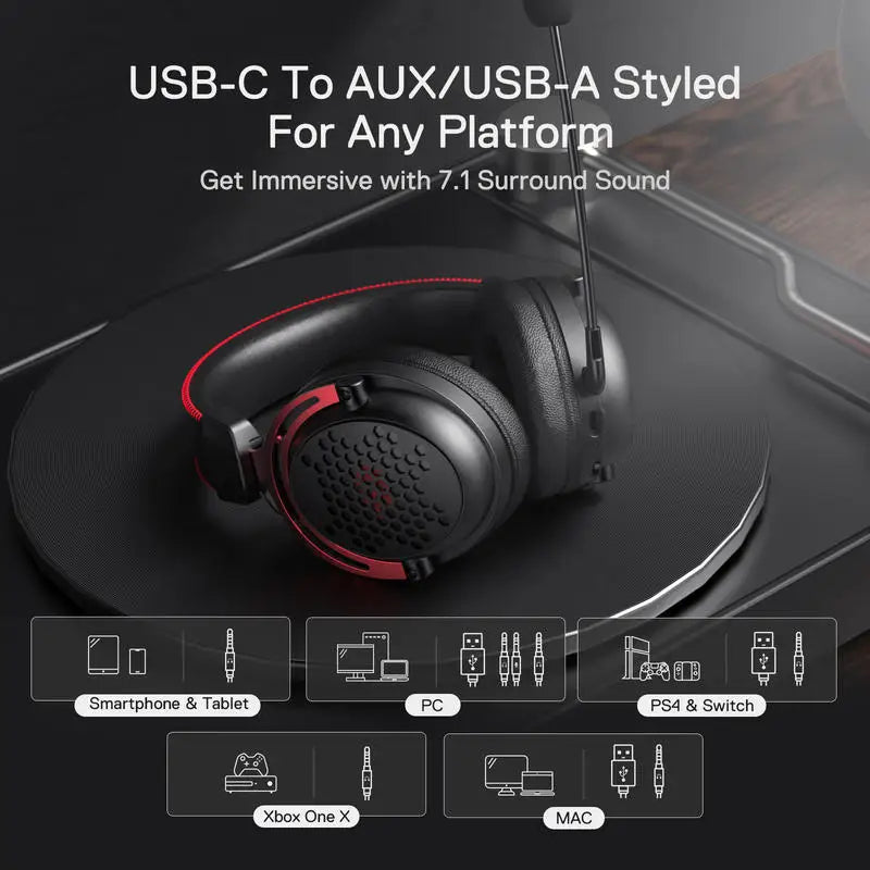 Redragon H386 USB Diomedes Wired Gaming Headset 7.1 Surround Sound  53MM Drivers Detachable Microphone Headphone-Ninja Market