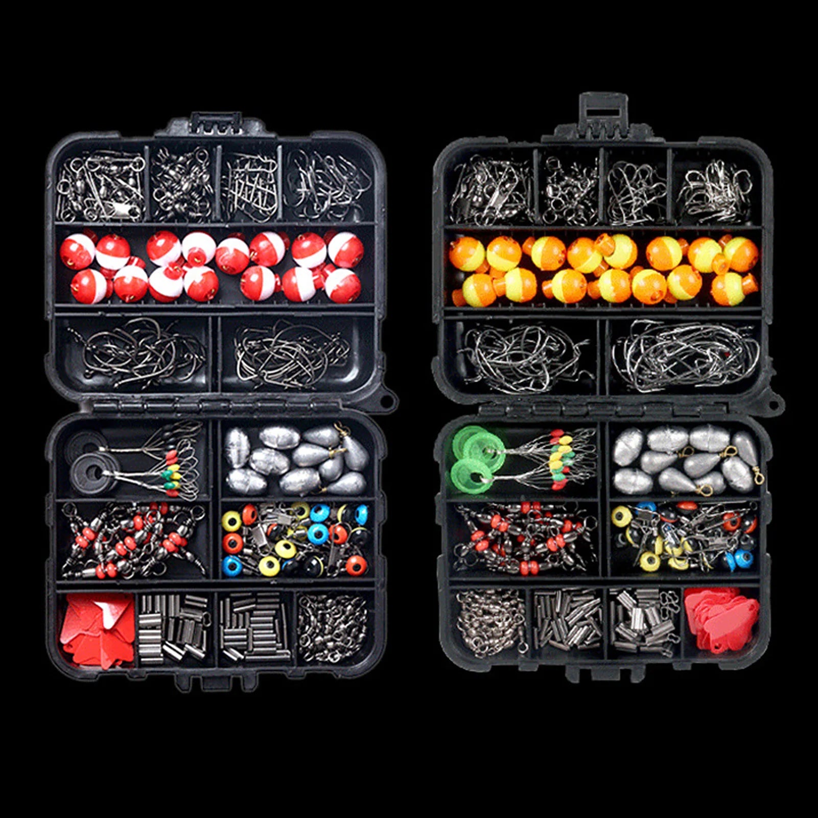 263pcs Fishing Accessories Set with Tackle Box Including Plier Jig Hooks Sinker Weight Swivels Snaps Sinker Slides-Ninja Market